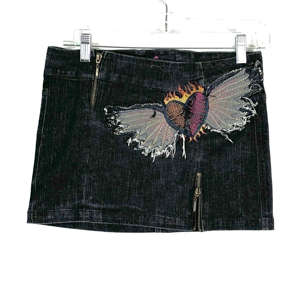 Rare LOKA brand black denim mini skirt